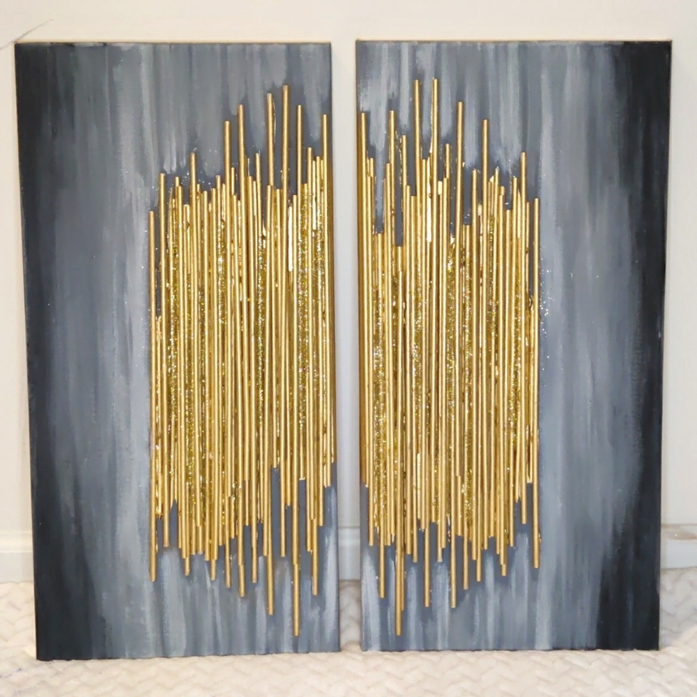 Original Gold Abstract Acrylic Paintings